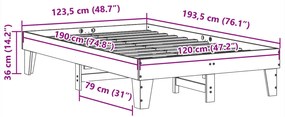 Cama sem colchão 120x190 cm madeira pinho maciça castanho-mel