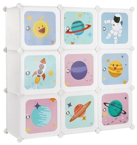 Unidade de arrumação infantil com 10 cubos modulares | SONGMICS | 123 x 31 x 123 cm | branco|preto | LPC903W01.