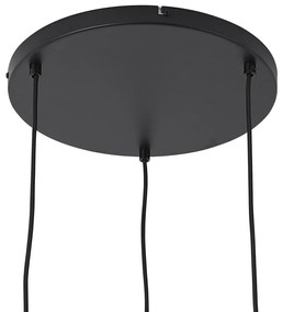 Candeeiro suspenso preto com vidro âmbar, fumê e transparente 3 luzes - Elena