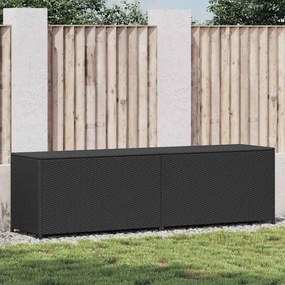 vidaXL Caixa de arrumação para jardim 200x50x60 cm vime PE preto