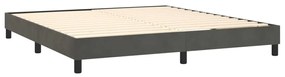 Cama box spring c/ colchão/LED 160x200cm veludo cinzento-escuro