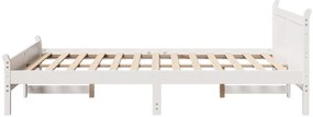 Cama sem colchão 160x200 cm madeira de pinho maciça branco