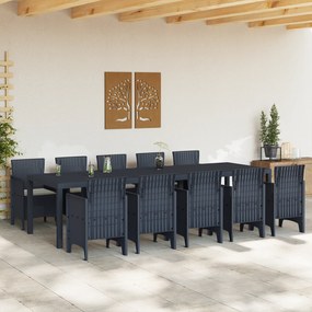 Conjunto de Jantar de 11 Peças com Almofadas de Rattan Sintético Antra