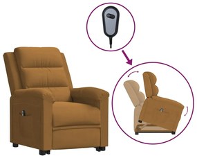 vidaXL Poltrona elevatória veludo castanho