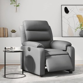 vidaXL Poltrona reclinável elétrica couro artificial cinzento