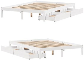 Cama sem colchão 160x200 cm madeira de pinho maciça branco