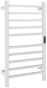 HOMCOM Toallero Elétrico de Parede 110W com Controlo WIFI Ecrã Tátil Temporizador 10 Barras Temperatura Ajustável Baixo Consumo IPX4 45x11x80 cm  Branco