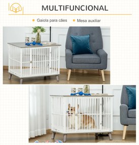 PawHut Gaiola para Cães de Madeira 86x60x70cm Gaiola para Cães com Ban