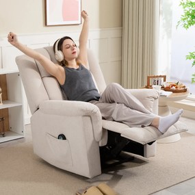 Poltrona relaxante elétrica com massagem e aquecimento, poltrona reclinável, encosto ajustável manualmente, 85 x 91 x 104 cm, bege