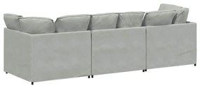 Sofá modular com almofadas veludo cinzento-claro