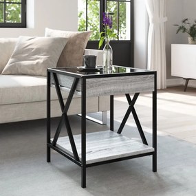 Mesa de centro luzes LED Infinity 40x40x49 cm cinzento sonoma