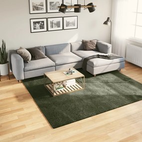 vidaXL Tapete pelo curto macio lavável HUARTE 240x240cm verde-floresta