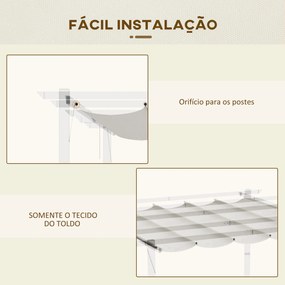 Cobertura para Pérgola 2,5x2,55cm Teto de Substituição Retrátil para Pérgola com 10 Orifícios de Drenagem Creme