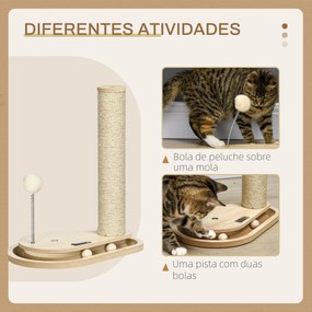 Arranhador para Gatos 40 cm Torre para Gatos com Poste de Arranhar Bola com Mola e Bolas na Base 35x23x40 cm Carvalho