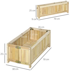 Floreira de Madeira Dobrável 70x30x25 cm – Canteiro Elevado para Culti