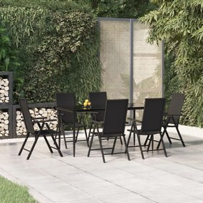 vidaXL 7 pcs conjunto de jantar para jardim vime PE preto