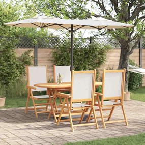 vidaXL Conjunto de Jantar de Jardim 5 Peças Creme Branco - Madeira Sólida de Acácia