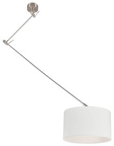 Candeeiro de suspensão em aço com abajur 35 cm branco ajustável - Blitz Moderno