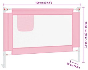 Barra de segurança p/ cama infantil tecido 100x25 cm rosa