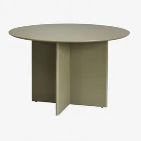 Mesa De Jantar Redonda Ø120 Cm Em Mdf Saonara Verde Sálvia - Sklum