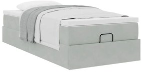Estrutura cama otomana colchão 90x200 cm veludo cinzento claro