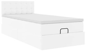 Estrutura de cama otomana com colchão 80x200 cm branco puro