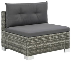 10 pcs conjunto lounge de jardim c/ almofadões vime PE cinzento