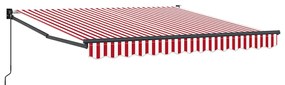 Toldo Retrátil Manual Listrado Vermelho e Branco 300 x 250 cm