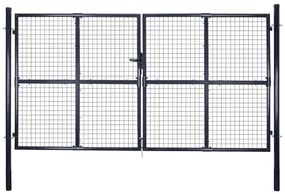 Portão de jardim em rede aço galvanizado 289x150 cm cinzento