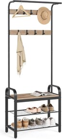 Pendurador de casacos com banco para sapatos, 4 em 1. | VASAGLE | 73,6 x 34 x 182,5 cm | HSR040K02.
