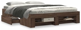 Estrutura de cama s/ colchão deriv. madeira carvalho castanho