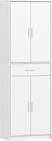 HOMCOM Armário de cozinha moderno com portas de armário, prateleiras ajustáveis e gaveta, 60 x 35 x 180 cm, branco | Aosom Portugal