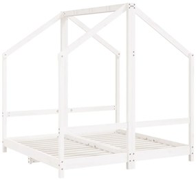 Estrutura de cama infantil 2x(70x140) cm pinho maciço branco