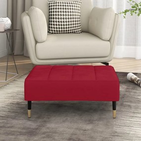 vidaXL Apoio de pés 78x56x32 cm veludo vermelho tinto