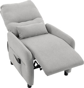 Poltrona de Massagem Reclinável com Calor Lombar, Assento com Molas, Apoio para os Pés e Almofada Lombar em Tecido Atoalhado Cinzento