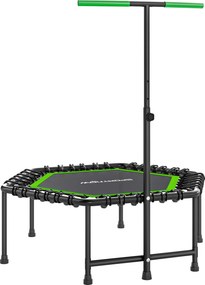 SPORTNOW Trampolim Fitness 114x114x132 cm com Guiador Ajustável em 3 Níveis Estrutura de Aço para Treino de Perna Corpo Verde | Aosom Portugal