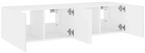 Móveis de parede p/ TV com luzes LED 2 pcs 60x35x31 cm branco