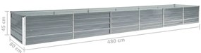 Canteiro elevado de jardim aço galvanizado 480x80x45cm cinzento