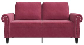 Sofá de 2 lugares veludo 120 cm vermelho tinto