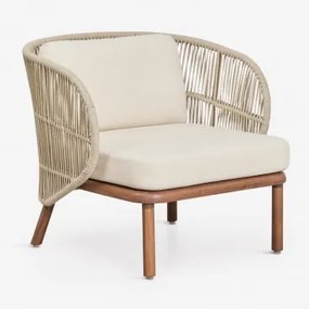 Poltrona De Jardim Em Madeira De Acácia E Corda Trançada Capri Crema - Sklum