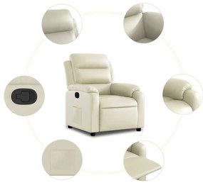 Poltrona reclinável couro artificial cor creme