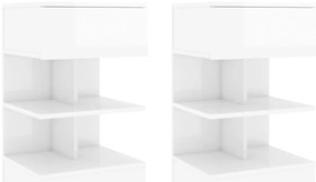 Mesas de cabeceira 2 pcs 40x35x65 cm branco brilhante