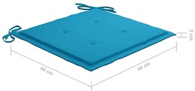 Conjunto bistrô c/ almofadões azuis 3 pcs teca maciça