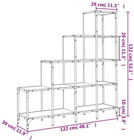 Estante 122x30x132 cm derivados de madeira e metal cinza sonoma