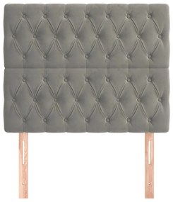 Cabeceira de cama 2 pcs veludo 90x7x78/88 cm cinzento-claro