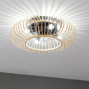Ventoinha de teto EnergySilen LampAero 600 Natur WhiteWood  de design com motor DC, com uma potência de 20 W