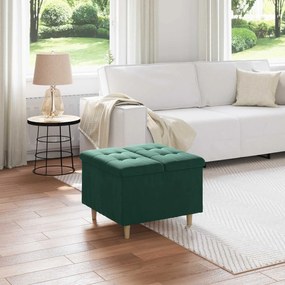 vidaXL Puff de armazenamento Verde Escuro 60 x 60 x 45 cm Veludo