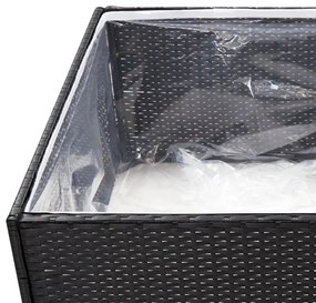 Vaso/floreira de jardim 80x80x40 cm vime PE preto