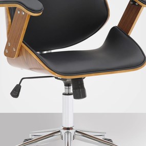 Cadeira de Escritório Chicago Couro Sintético Preto e Nogueira