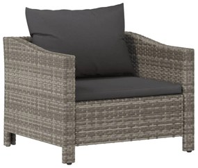 8 pcs conjunto lounge de jardim c/ almofadões vime PE cinzento